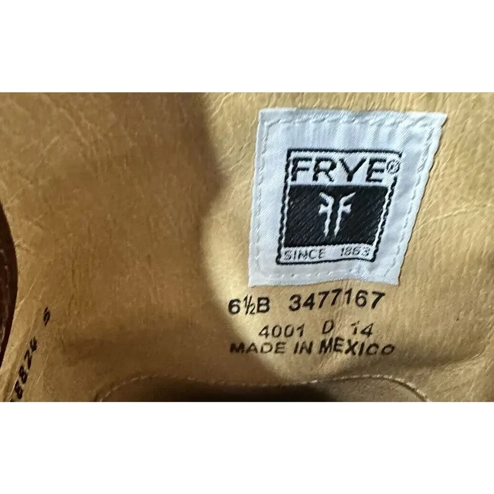 $298 Frye Melissa Button Cognac Riding Boot Brown Women Size 6.5 Tall Leather
